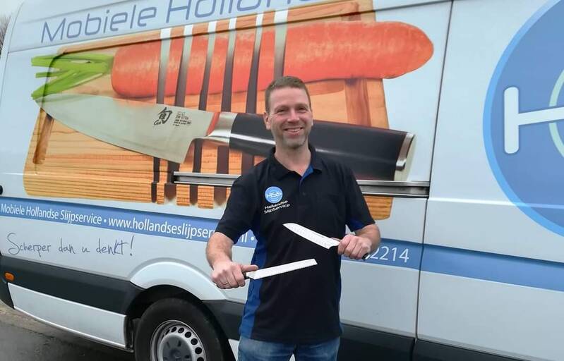 Mobiele slijpservice Noord Oost voor het op locatie slijpen in Noord Oost Nederland van messen en scharen voor professional